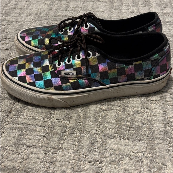 Vans Authentic Iridescent Checkerboard Lace Up canvas Skate Shoe Sneakers 7.5 W - Picture 3 of 8